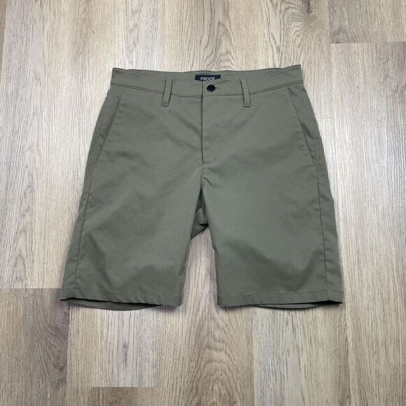 Proof Shorts Mens 32 Green Performance Chino Quick Dry Stretch Casual Outdoor - Picture 1 of 10
